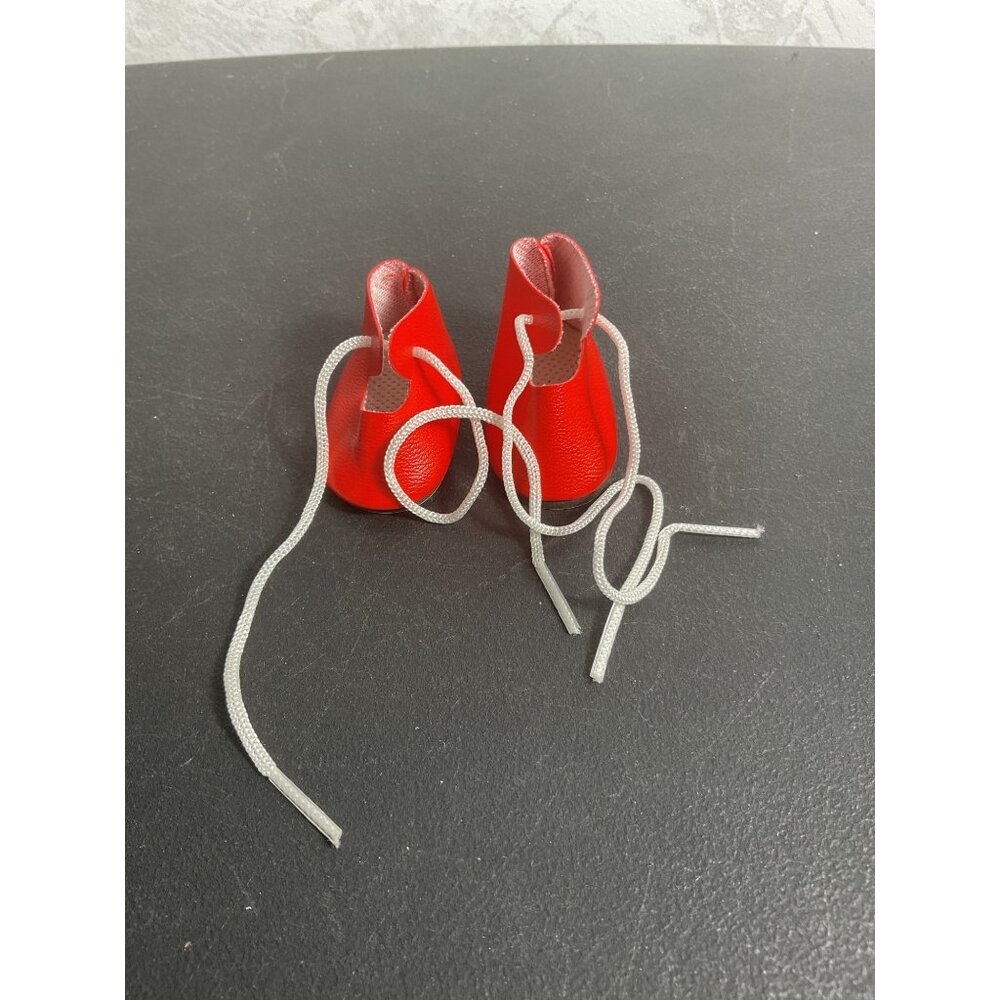 Miniature Red Doll Shoes With White Laces